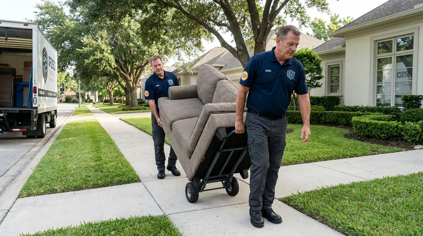 Local residential moving crew loading furniture in Westport, WA